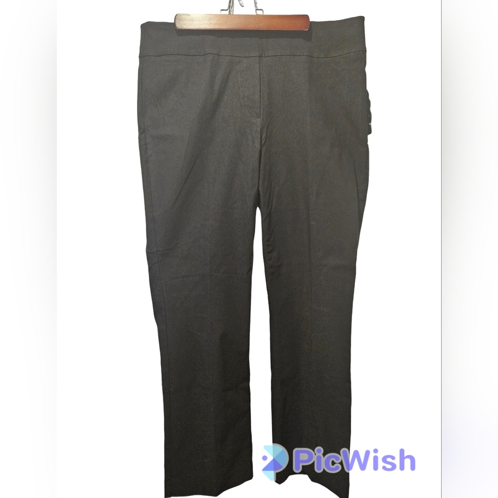 NWT Rekucci Women's Straight Leg Pant with Tummy Control. Black. 14 petite